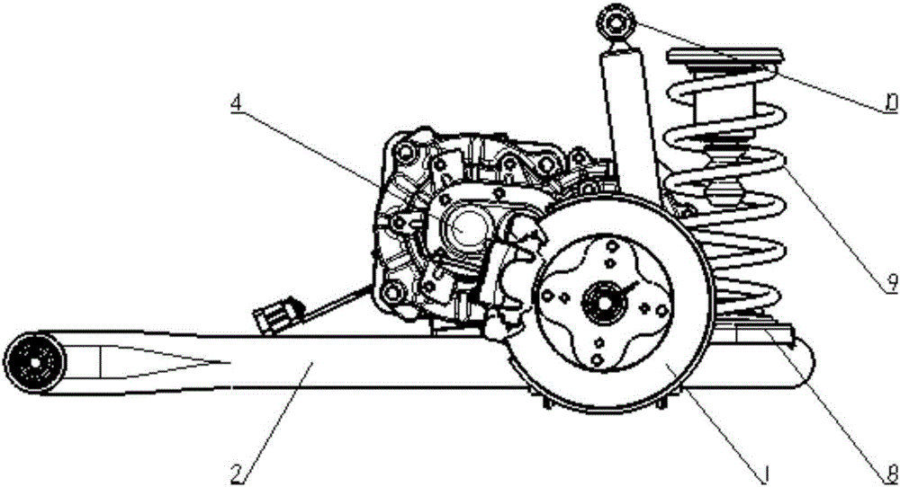 Semi-independentsuspension structure with integrateddragging arms