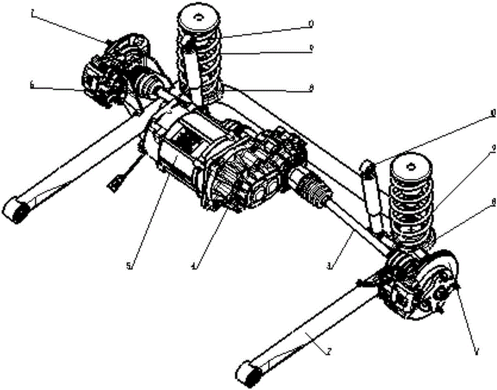 Semi-independentsuspension structure with integrateddragging arms