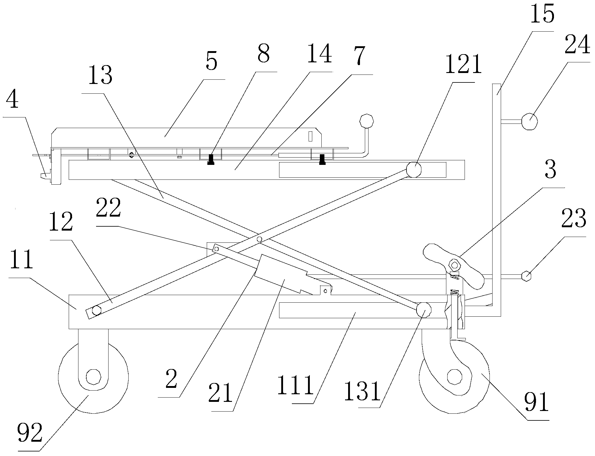 Vacuum circuit breaker transfer vehicle with adjustable width and height