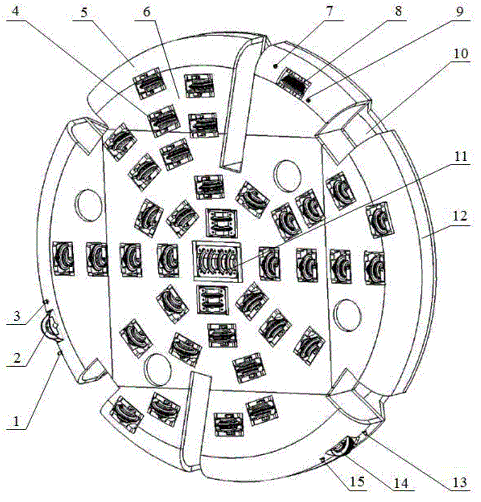 Method for designing rock breaking cutterhead combined by flexible expanding excavation hobbing cutters and water jets