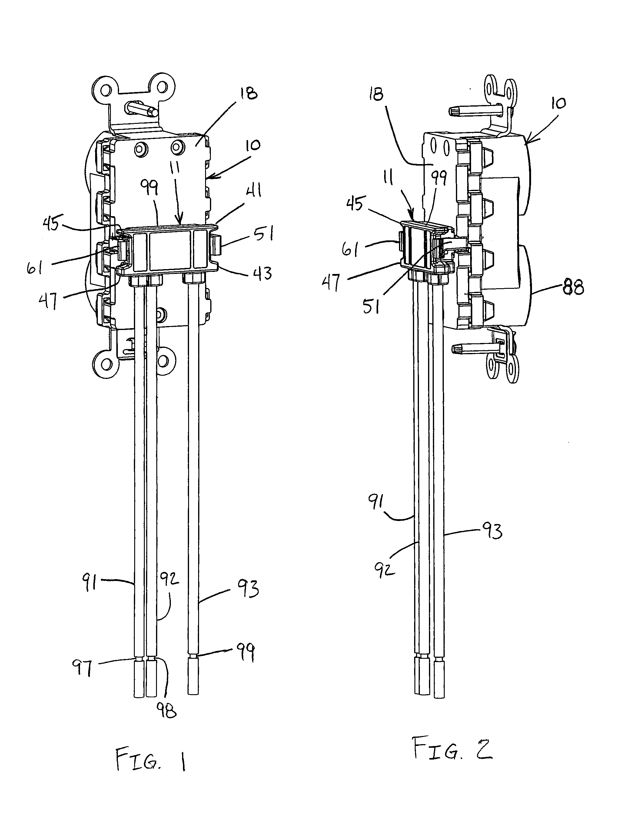 Dual latch electrical plug connector for electrical receptacle