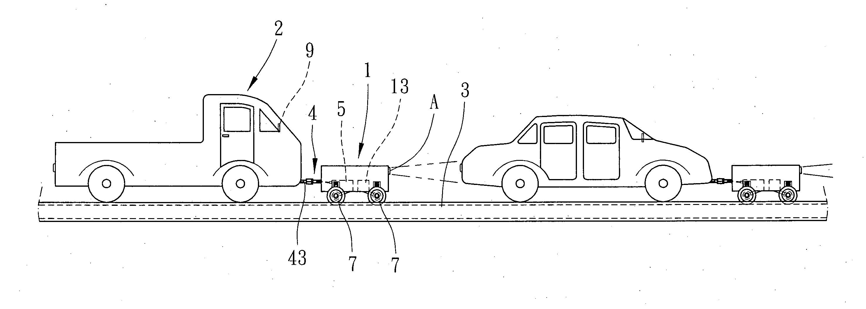 Highway vehicle towing system