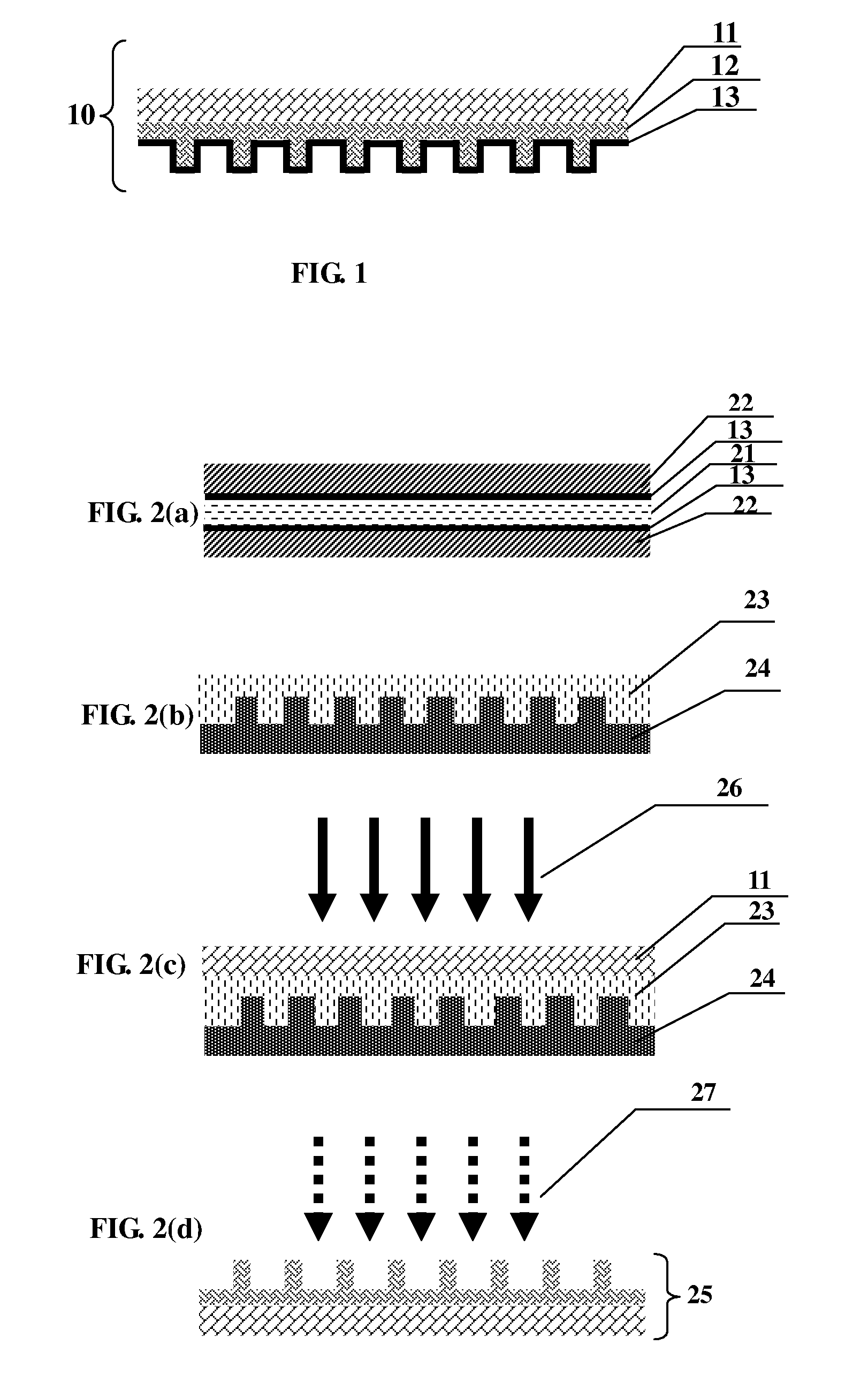 Flexible nanoimprint mold, method for fabricating the same, and mold usage on planar and curved substrate