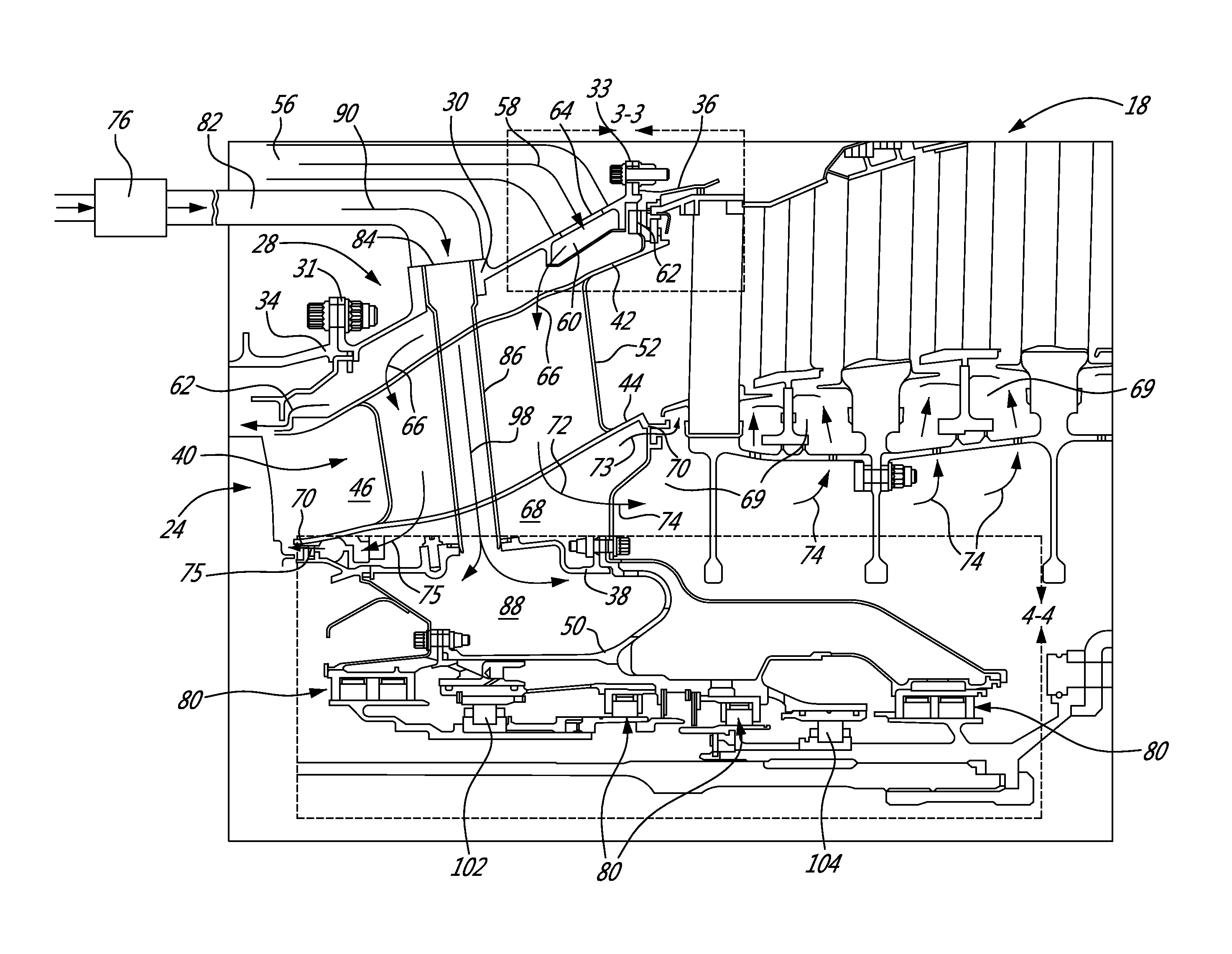 Air system architecture for a mid-turbine frame module