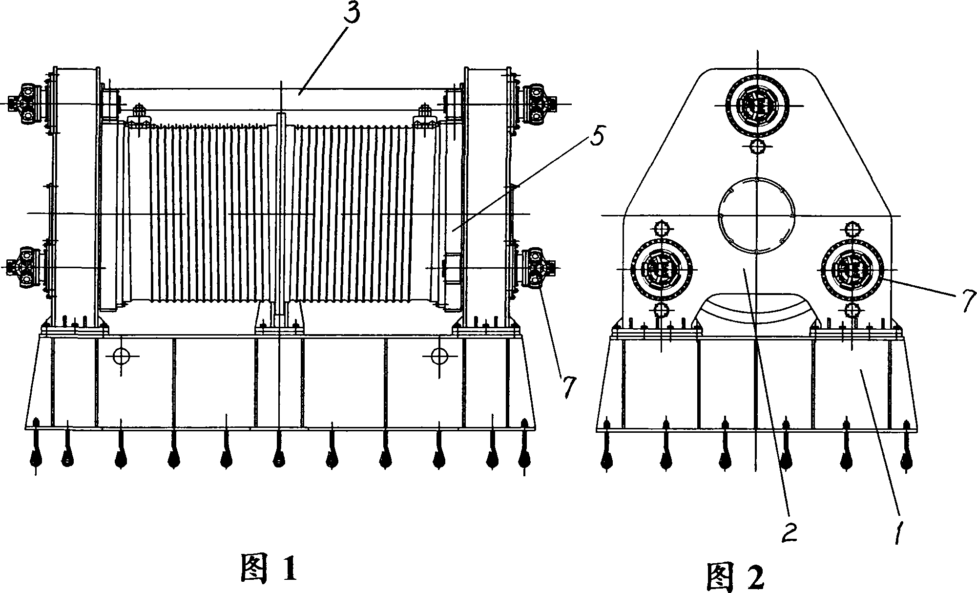 Large multipoint hydraulically driven winch