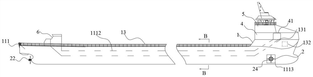 Storm-resistant double-body deck equipment transport ship