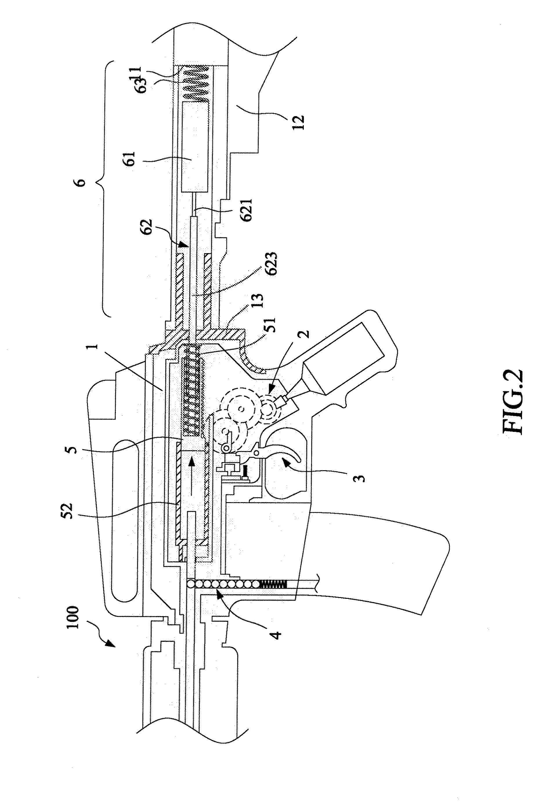 Backward momentum transferring mechanism for toy gun