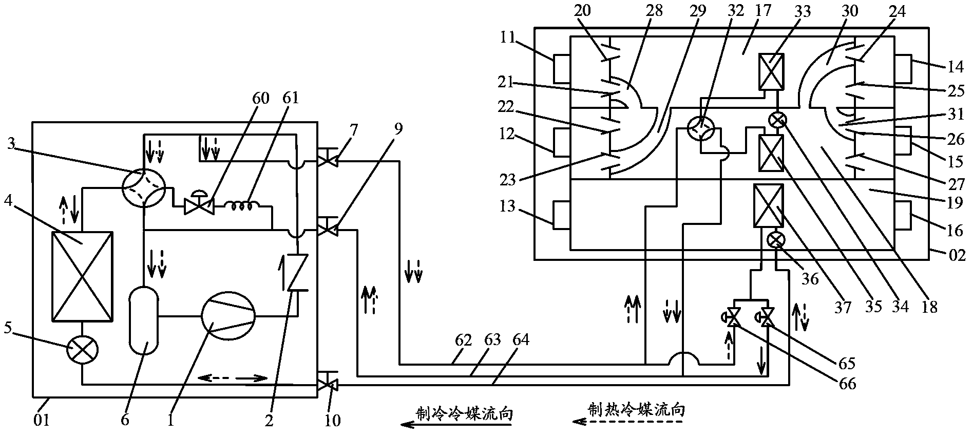 Three-pipe-control total-heat-treating multi-split air conditioning system and independent temperature and humidity control method