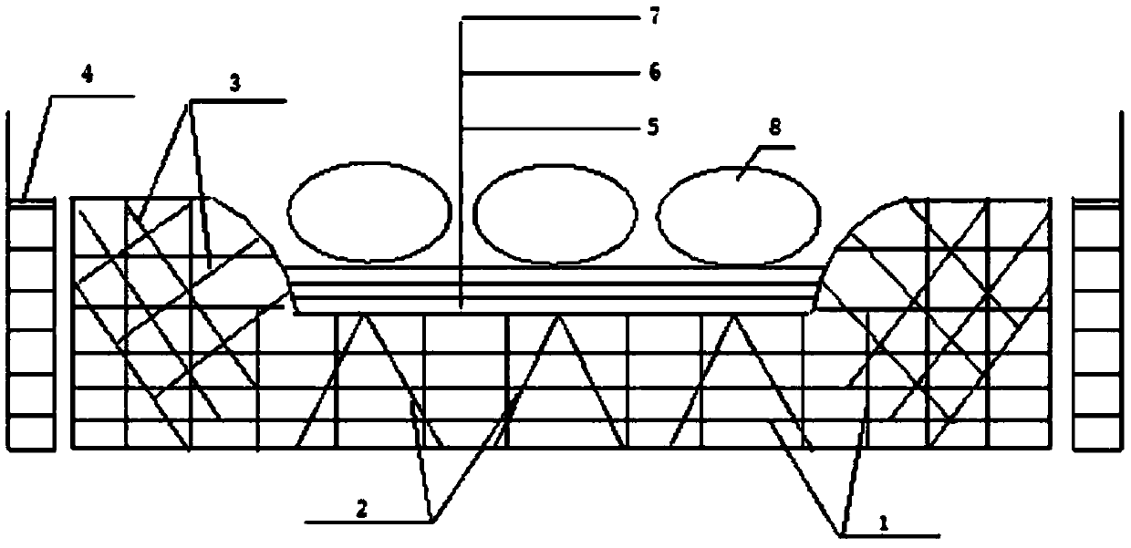 Prepressing method of flushing type bridge rubber raft