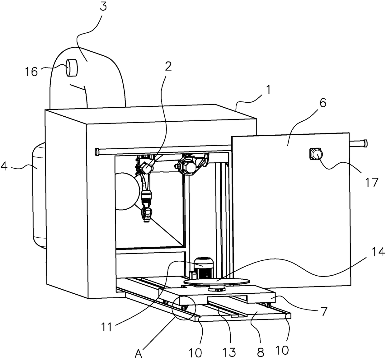 Fully automatic screen cabinet motor parts purging equipment