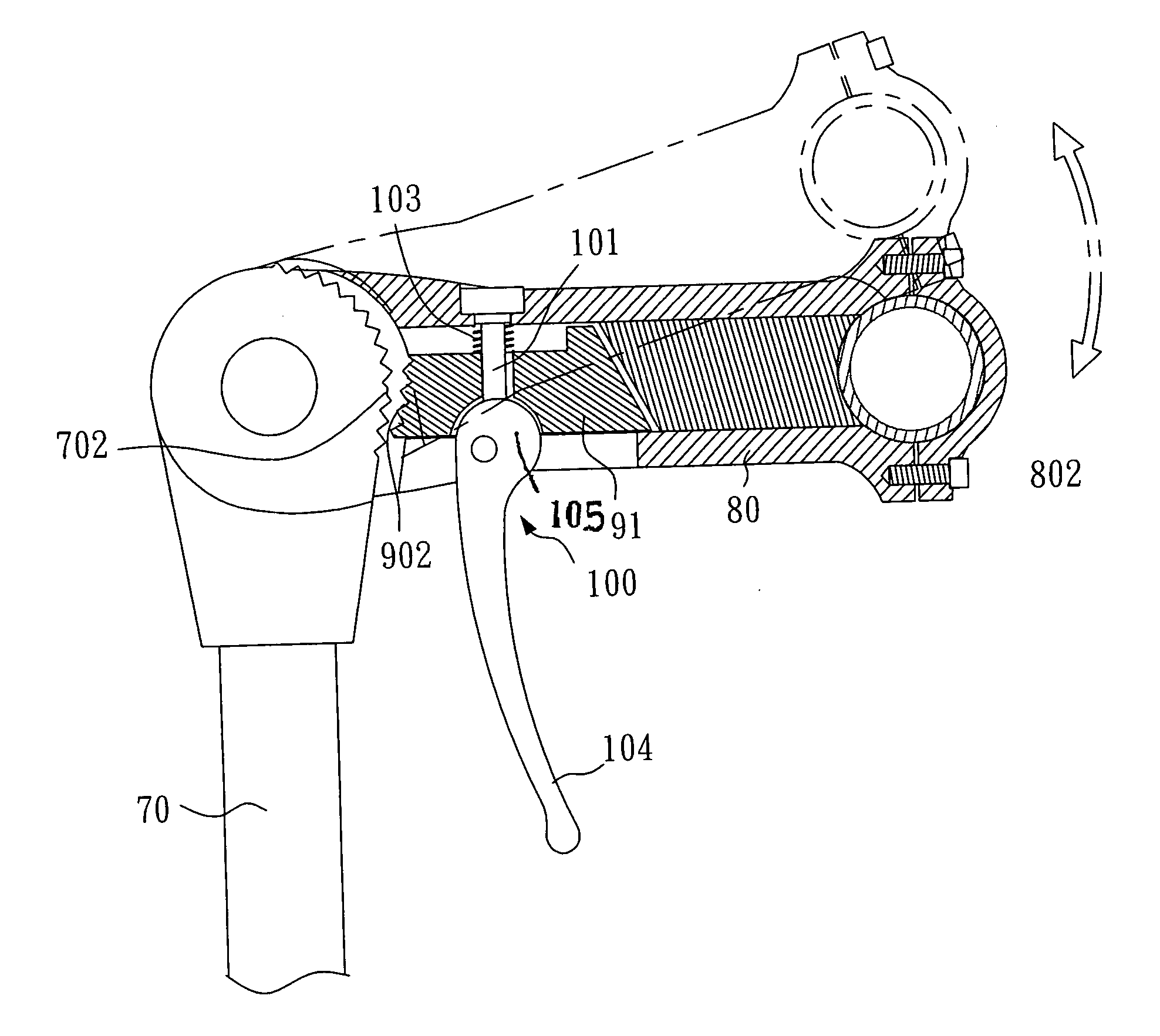 Adjustable stem for a bicycle