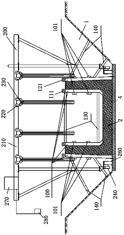 Cable trench construction method using integral movable formwork device