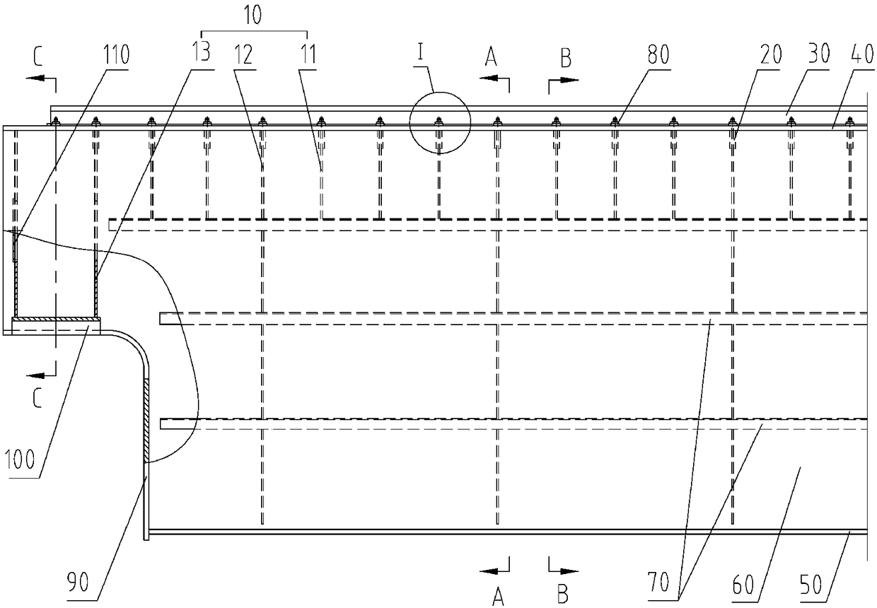 Middle rail box girder for large-tonnage bridge crane and manufacturing method of middle rail box girder