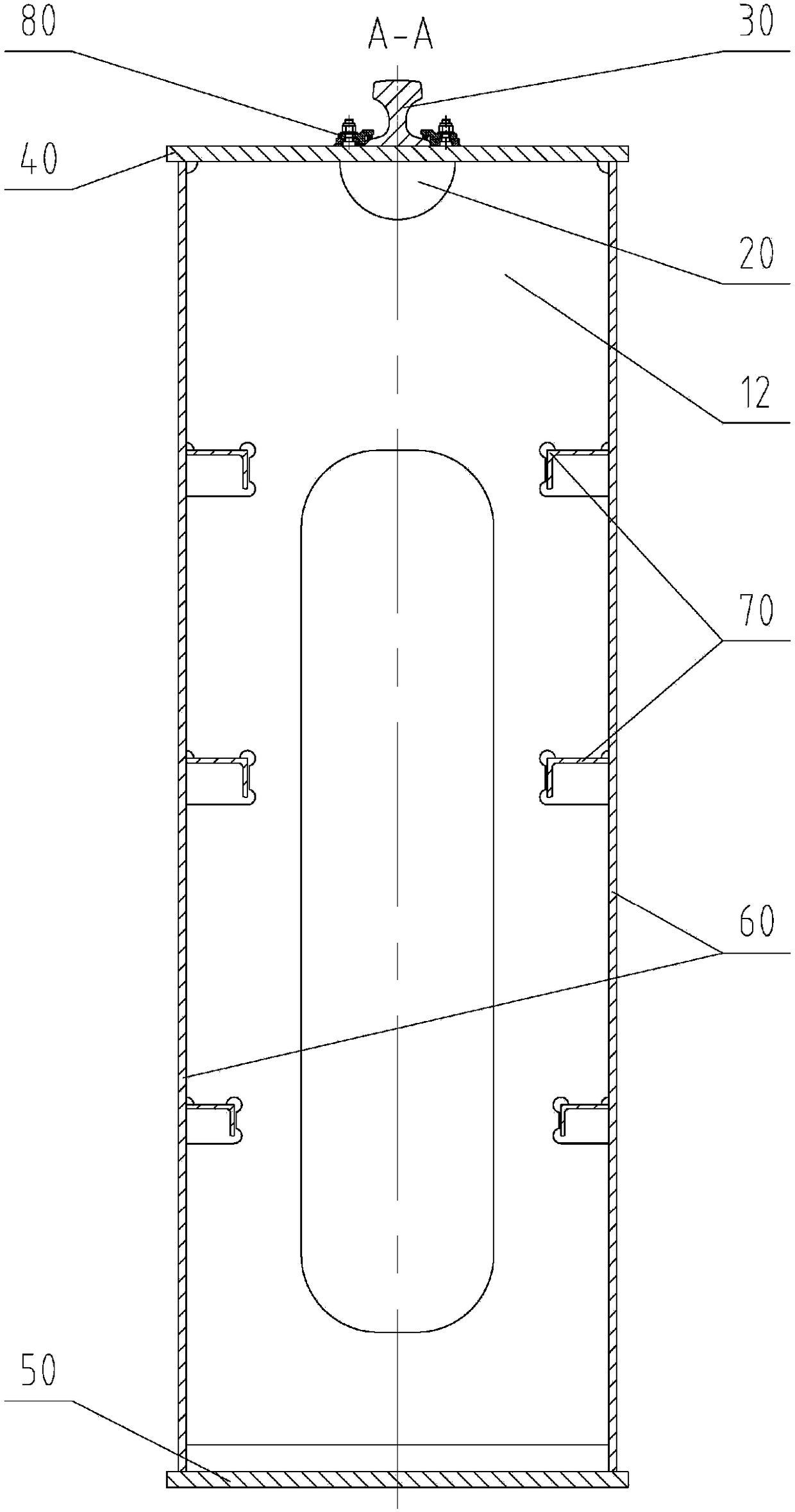 Middle rail box girder for large-tonnage bridge crane and manufacturing method of middle rail box girder