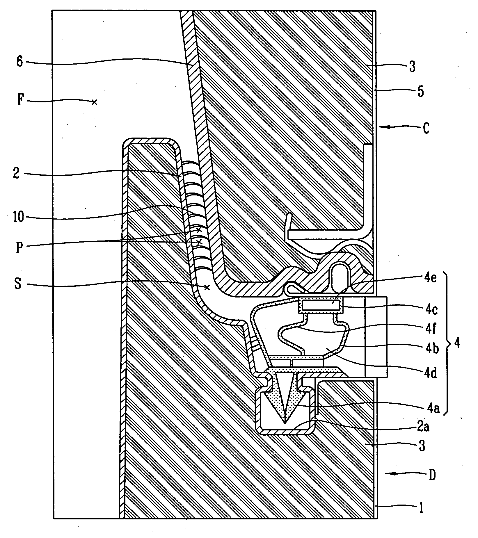 Sealing structure for refrigerator