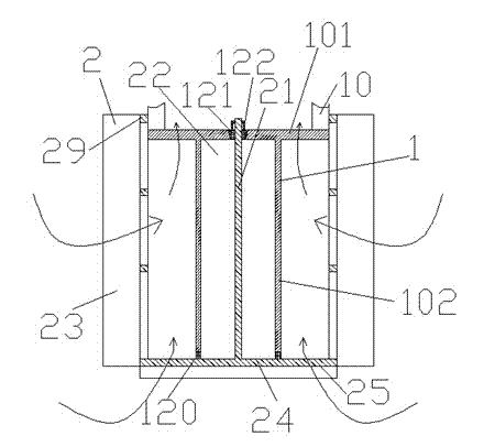 Liquid dispensing device with layered structure sealing strip and liquid storage tank