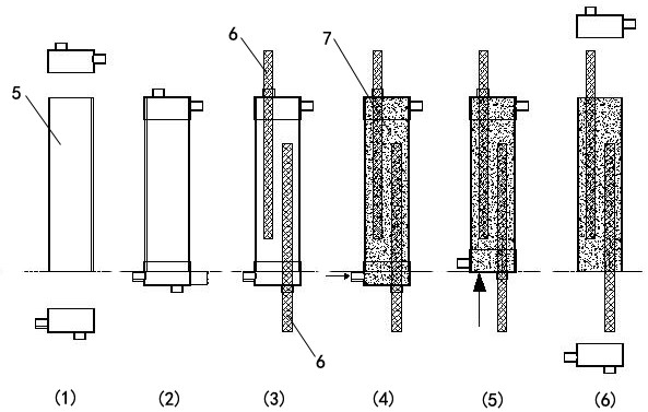 Grouting cover and container for manufacturing standard test piece of loading case steel bar connector