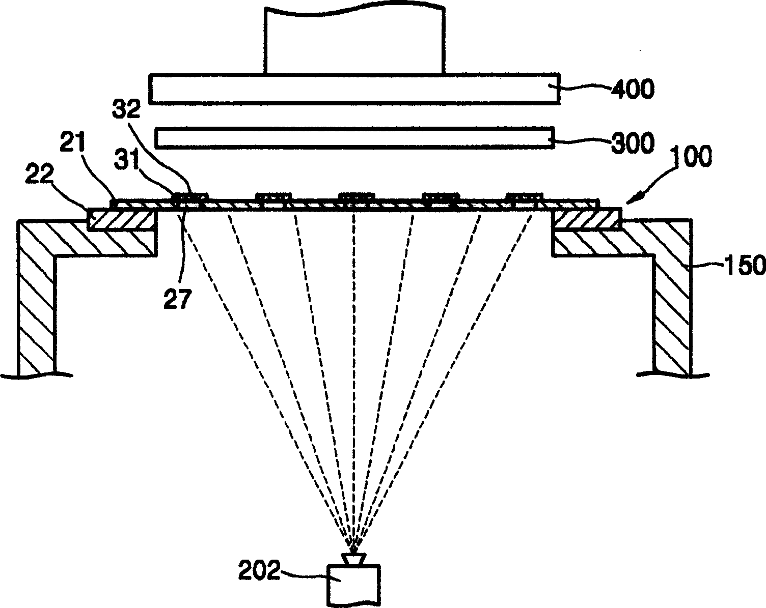 Mask frame assembly for depositing a thin layer of an electroluminescent device and method for depositing a thin layer