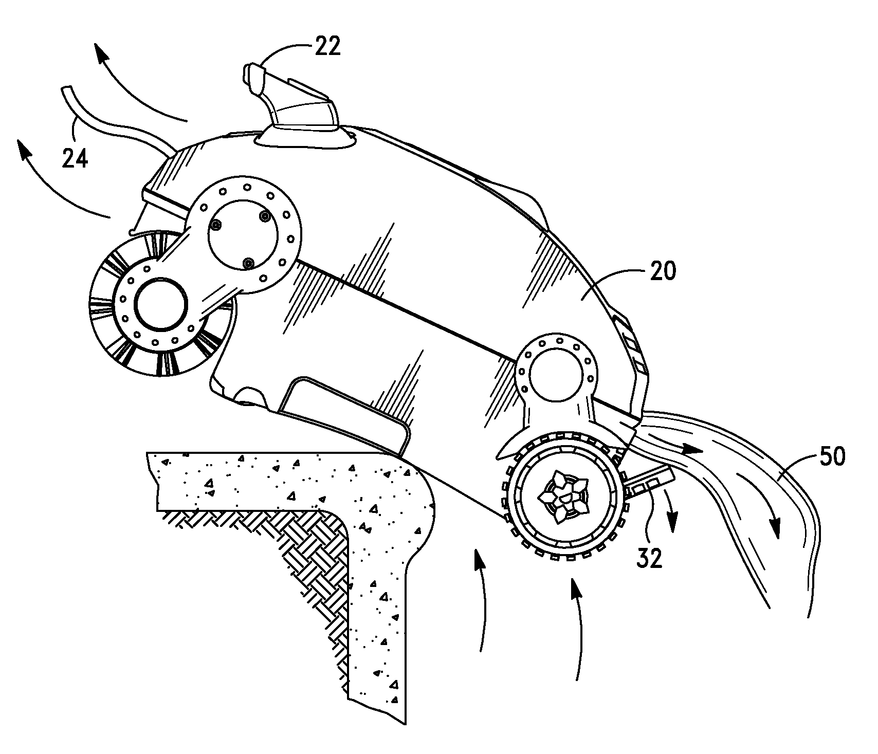 Pool cleaning vehicle having an advanced drain system