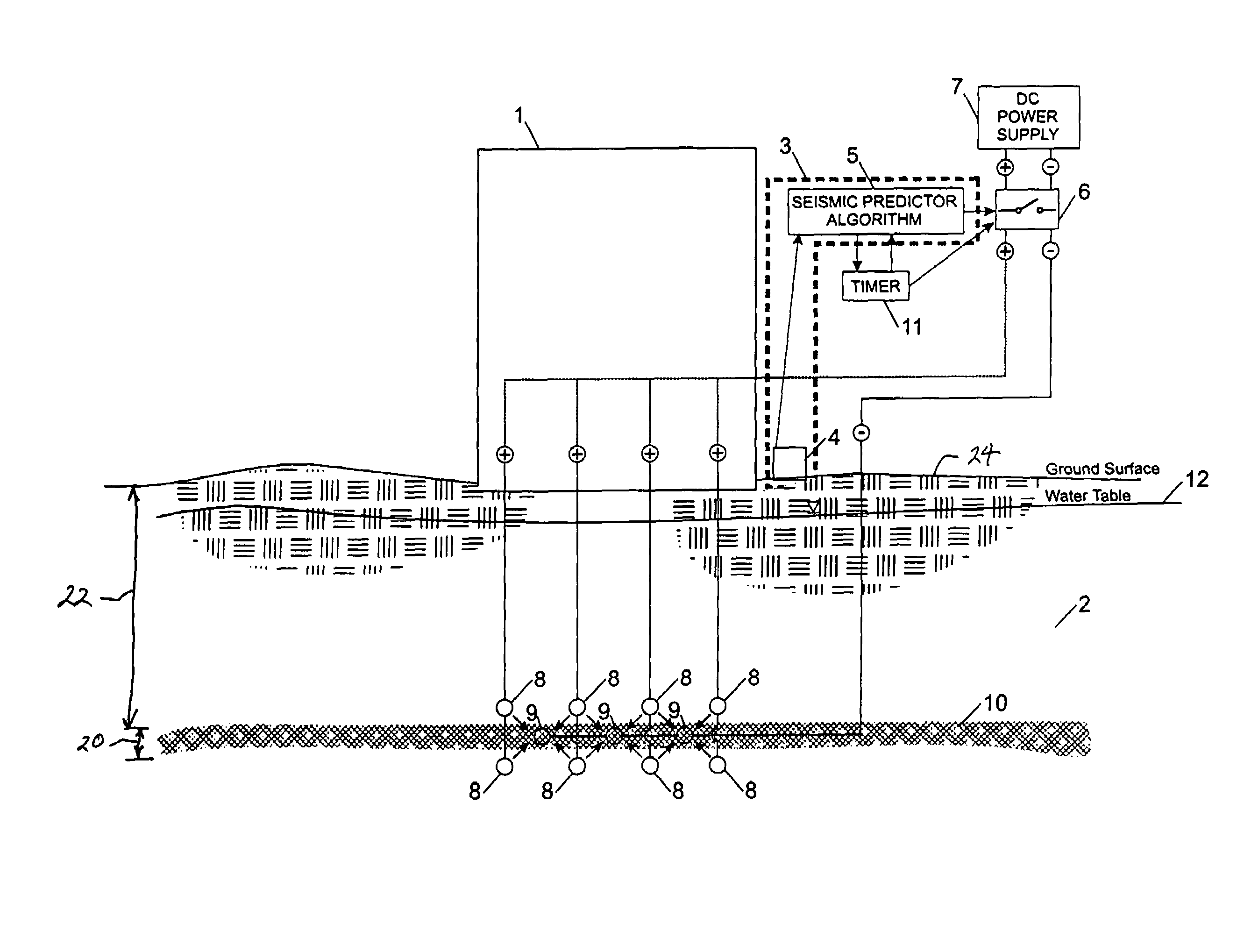 Seismic base isolation by electro-osmosis