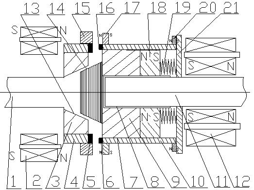 Automatic clutch device adopting end surface bevel gear engagement