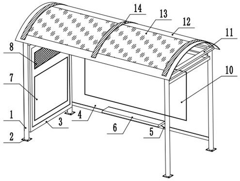 Green energy-saving sunscreen building bus shelter