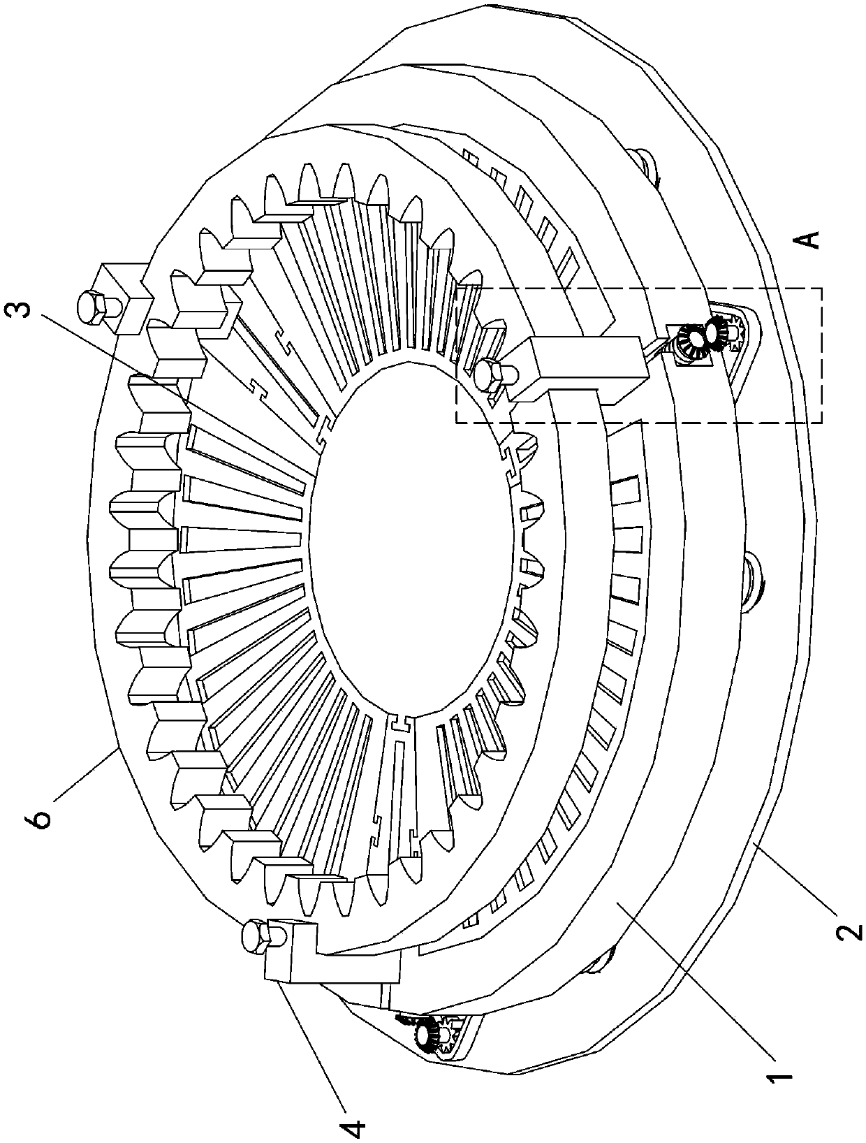 Clamping device used for internal gear machining