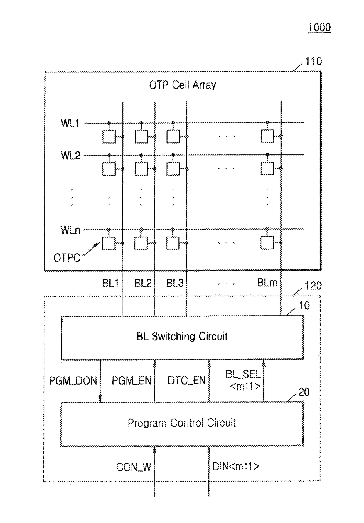 One time programmable memory and a data writing method thereof