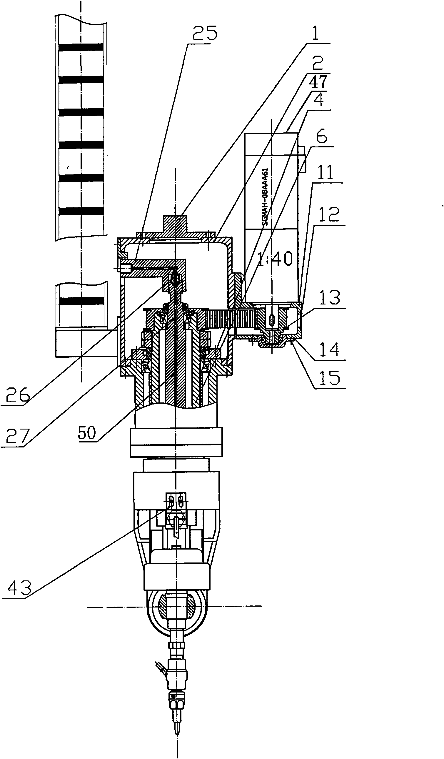 Five-axis controlled motion control mechanism of water cutting head with functions of rotation and swing