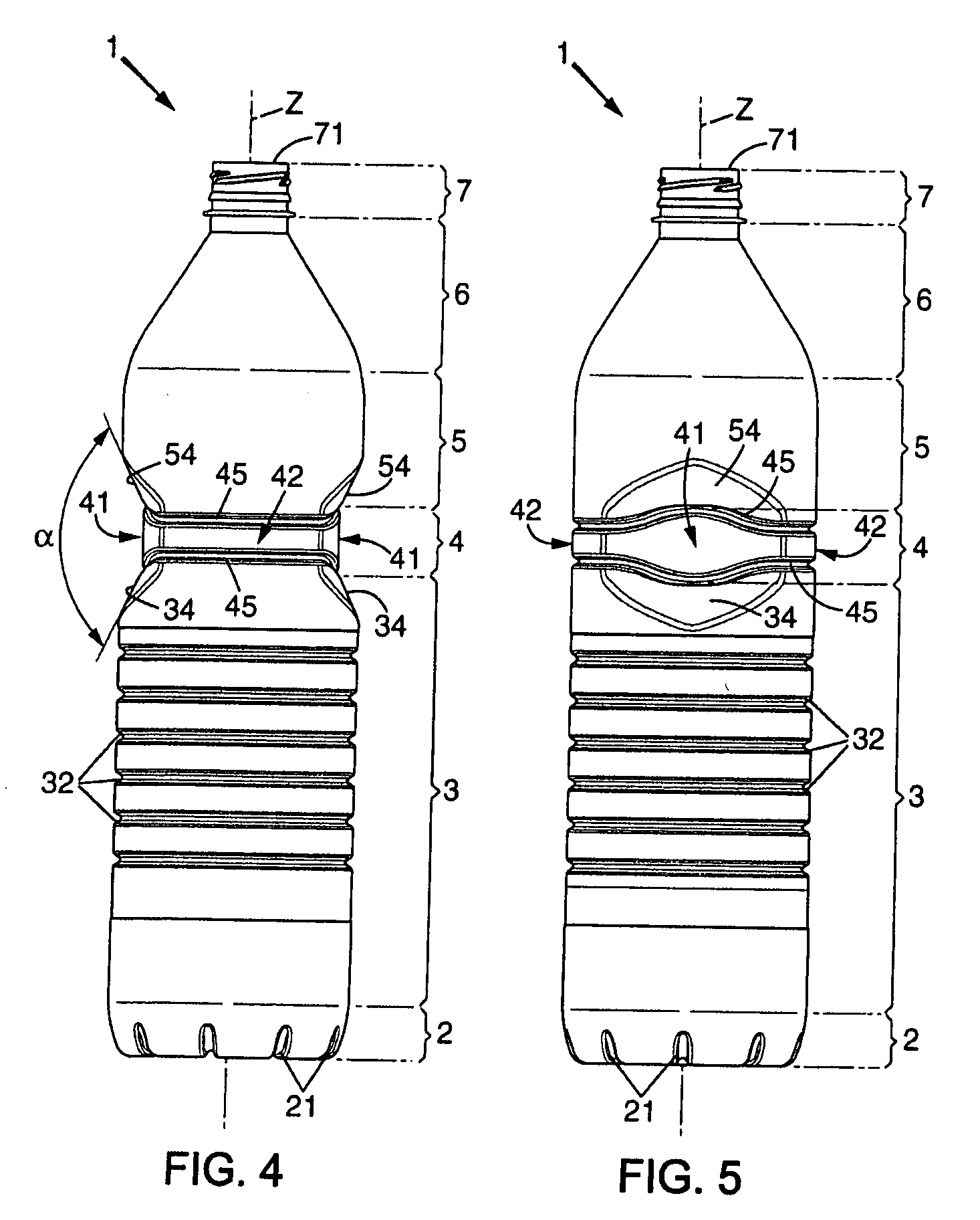 Bottle made of plastic material having a gripping portion