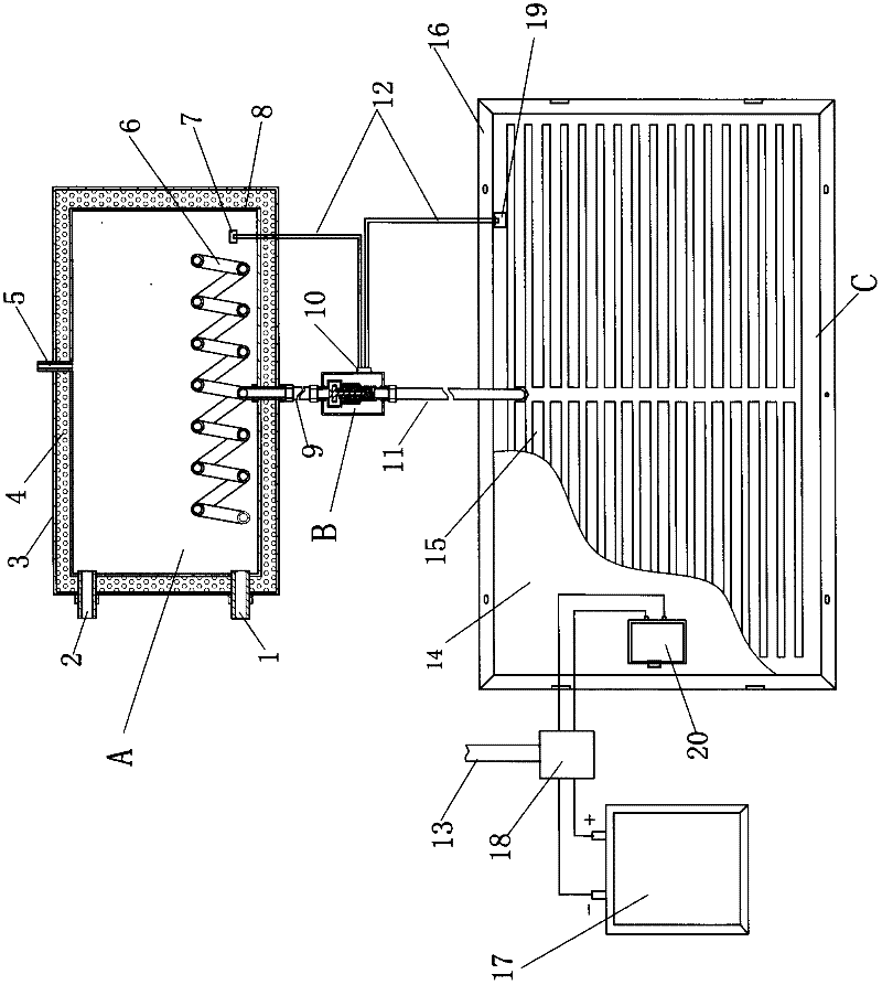 Waste heat utilization device for solar photovoltaic power generation