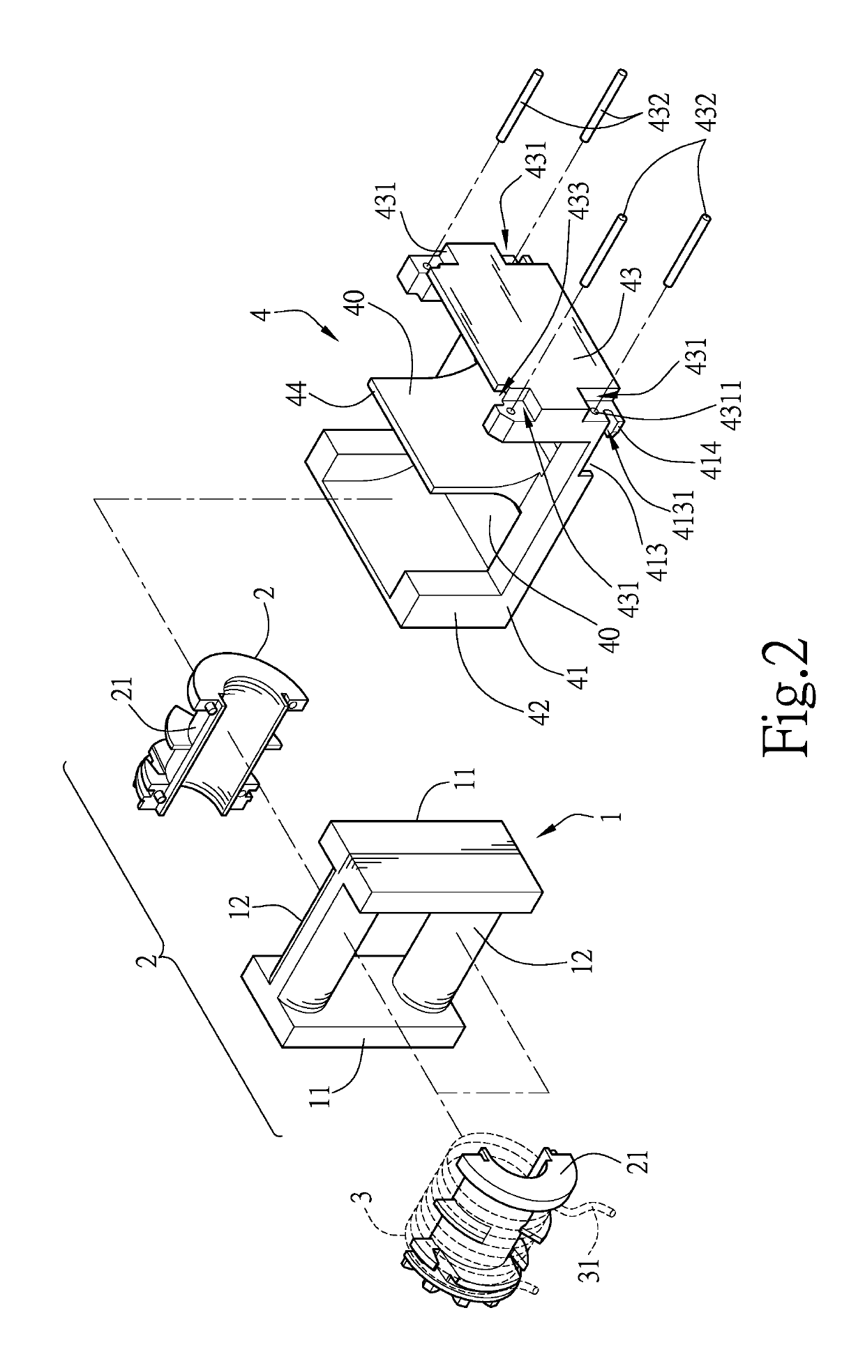 Upright composite common mode coil assembly