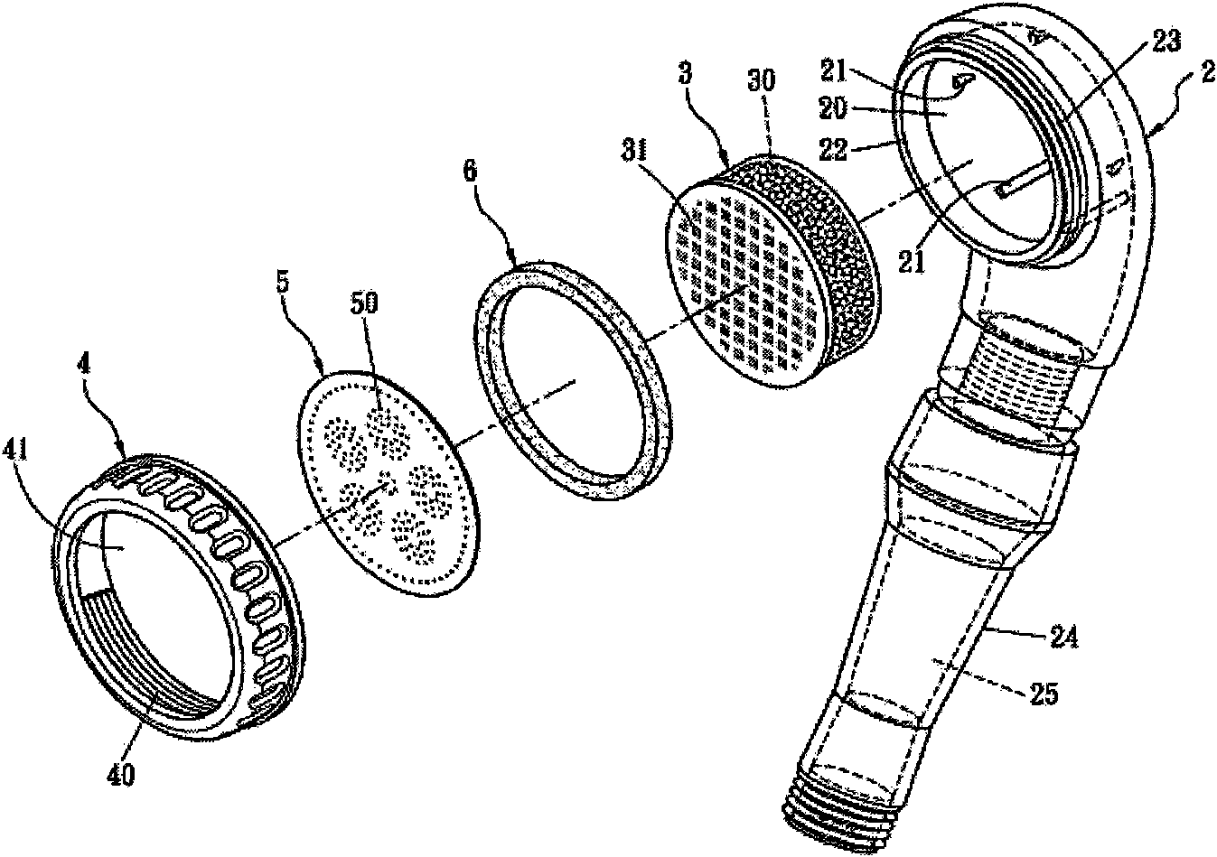 Water-saving filtering shower head