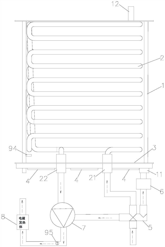 Multi-stage magnetic energy induction heating water heater based on single control