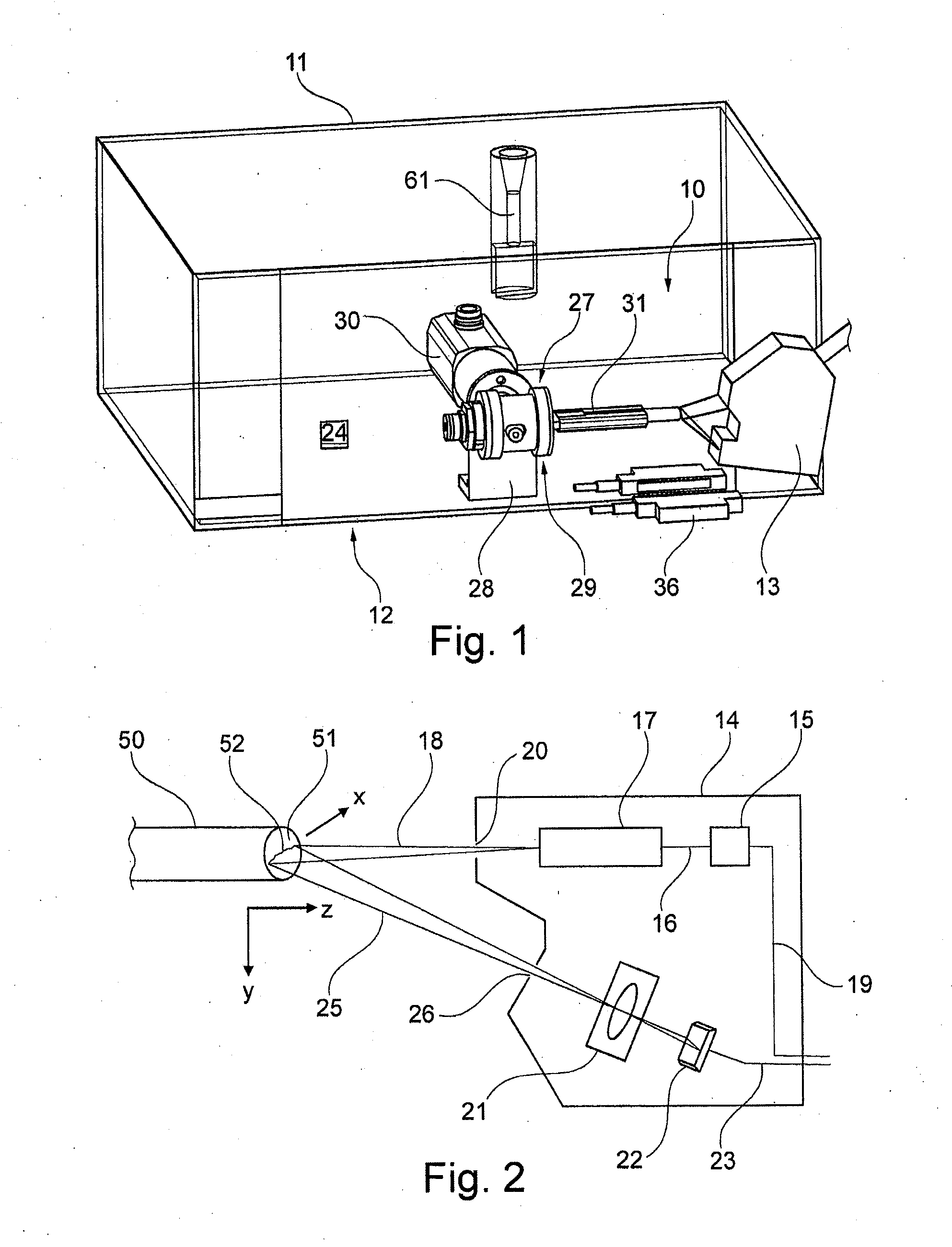 Measuring device and method for determining a measured variable at one end of a rod-shaped product