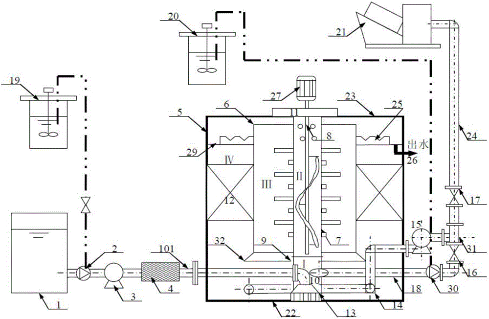 Precipitated sludge backflow coagulation aiding and re-nucleation clarifying device