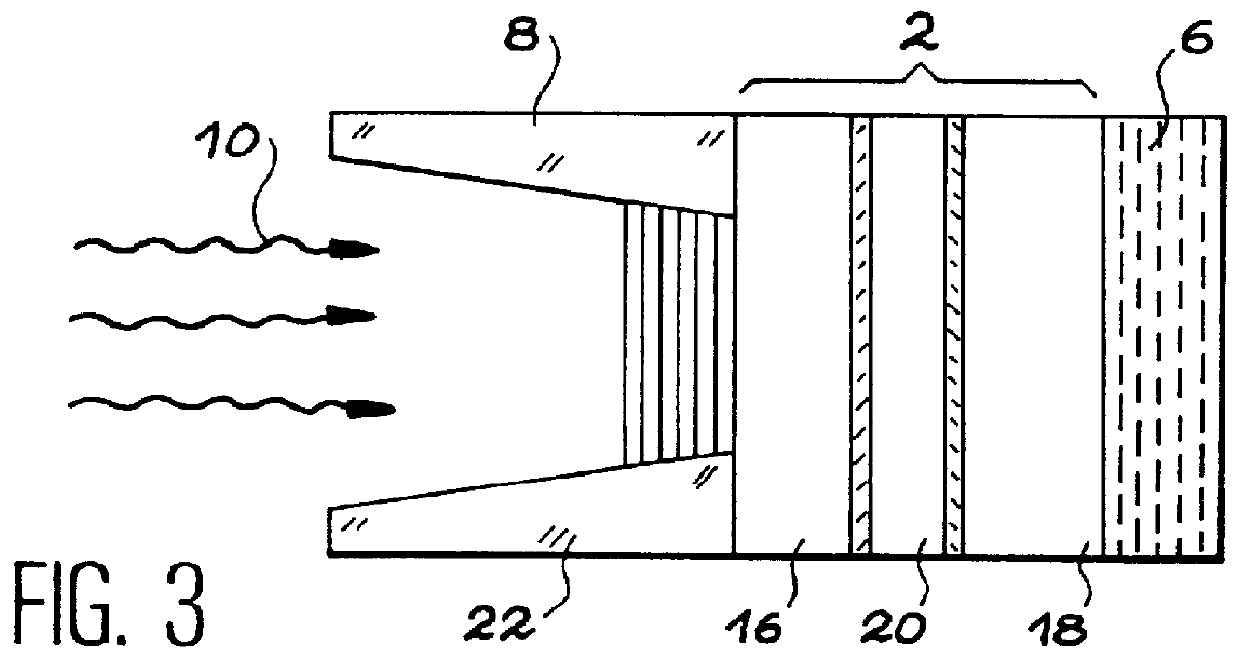 Multispectral semiconductor resonant-cavity detector sensitive in at least two wavelength bands