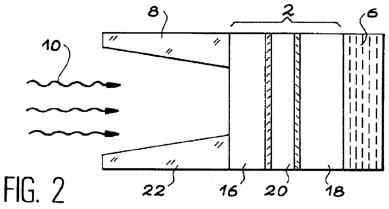 Multispectral semiconductor resonant-cavity detector sensitive in at least two wavelength bands