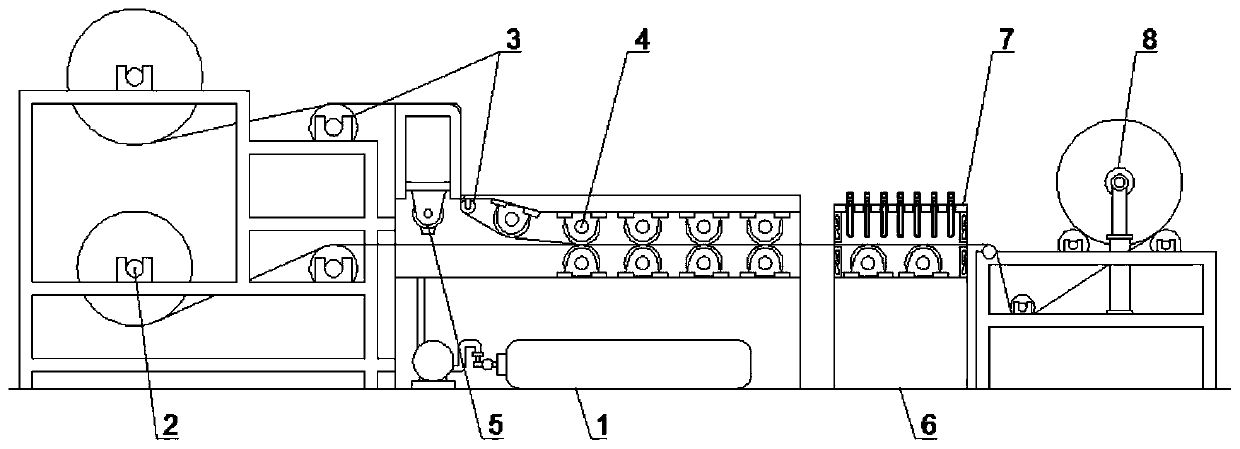 Composite leather flame compounding machine with rapid cooling function and working method thereof