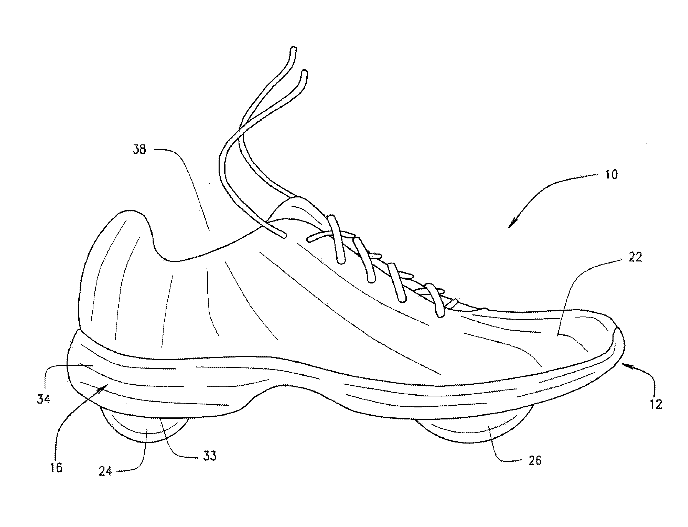Shoe sole with compressible protruding element