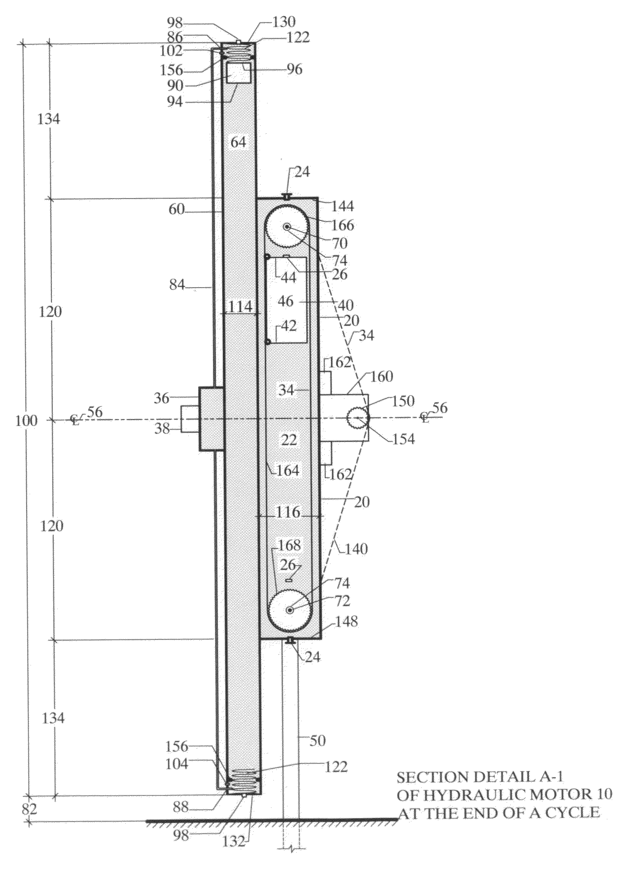 Hydraulic motor using buoyant and gravitational forces to generate kinetic energy