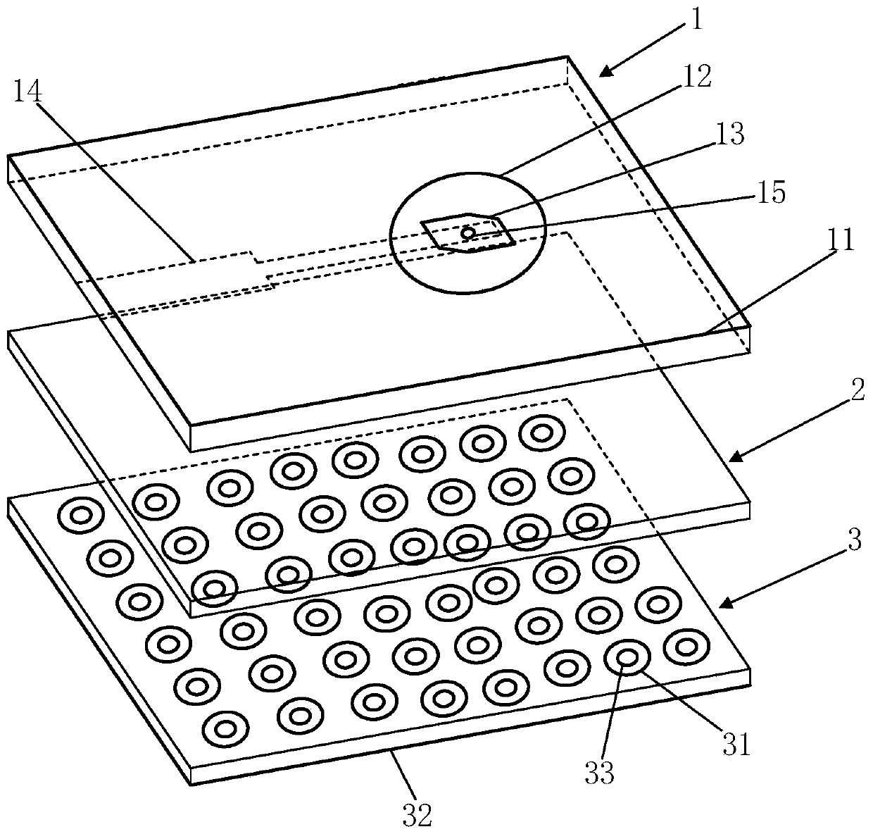 Integrated substrate gap waveguide via hole cluster feed antenna