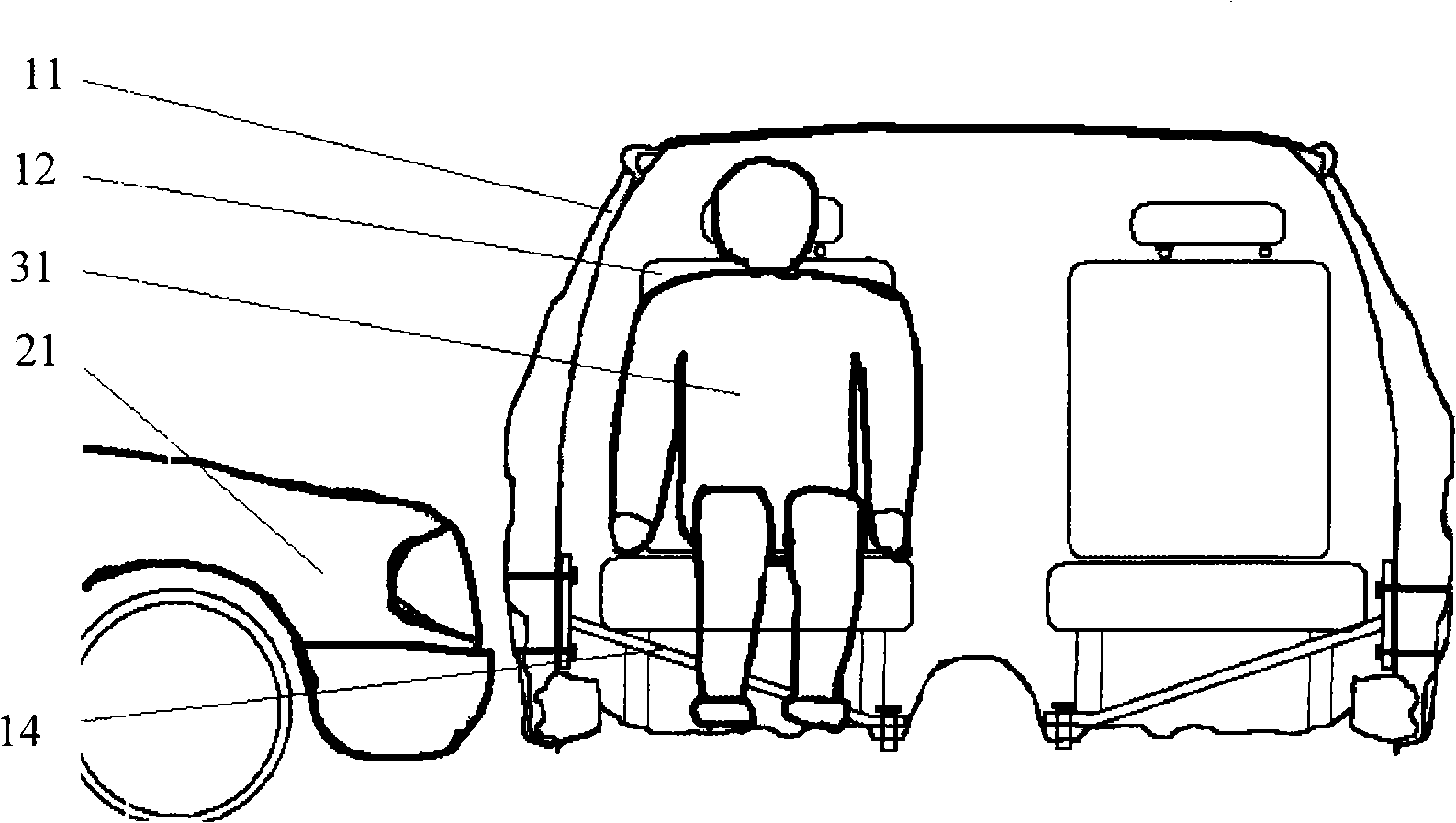 Passenger car edge blow seat tilting device and passenger car with the tilting device