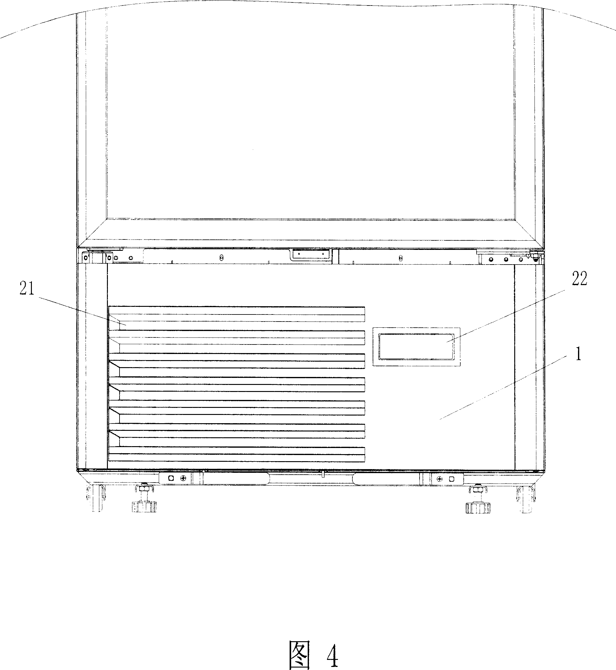 Front protection cover of refrigeration system of large refrigerator and mounting structure thereof