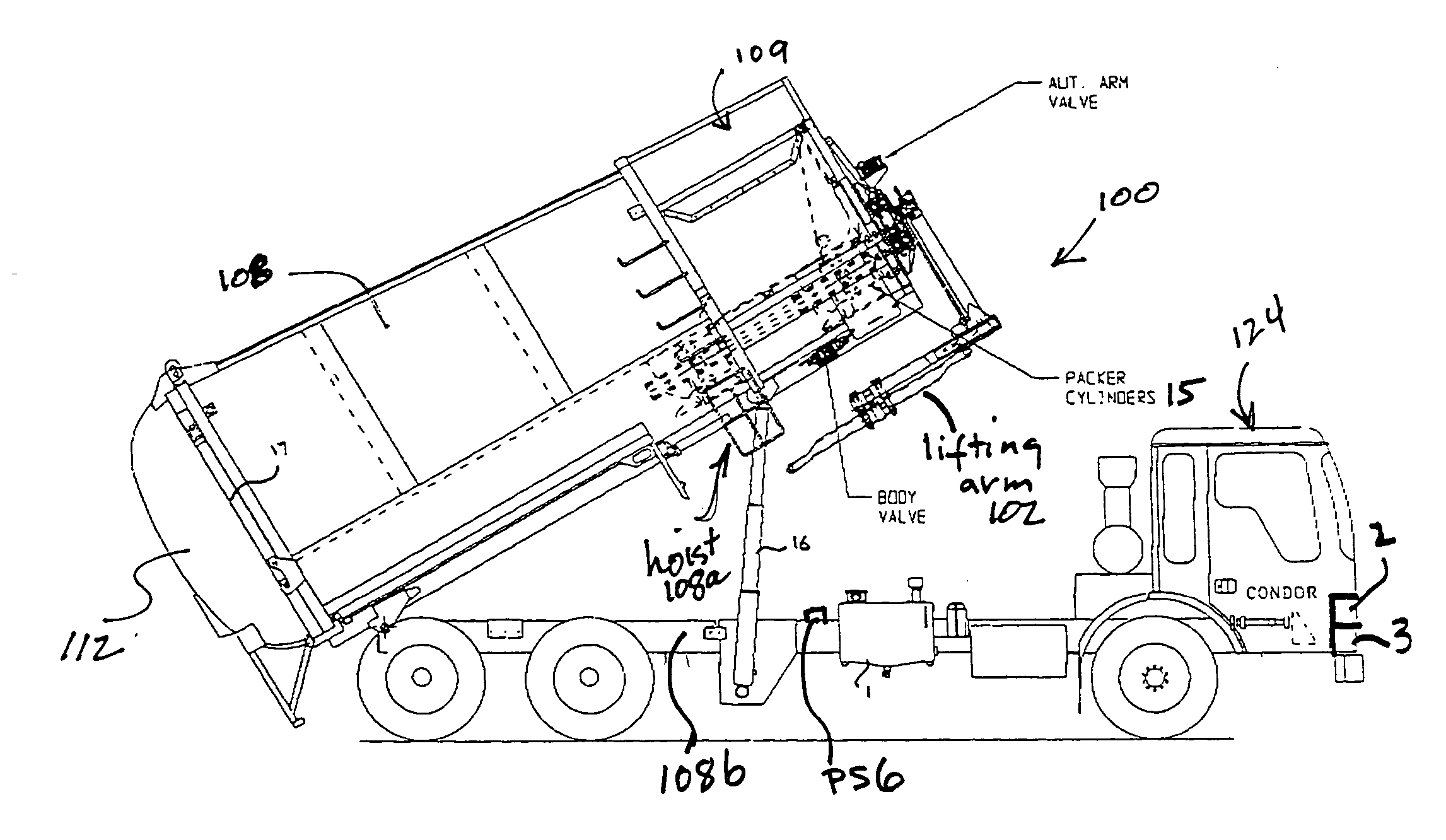 Hydraulic control system for refuse collection vehicle