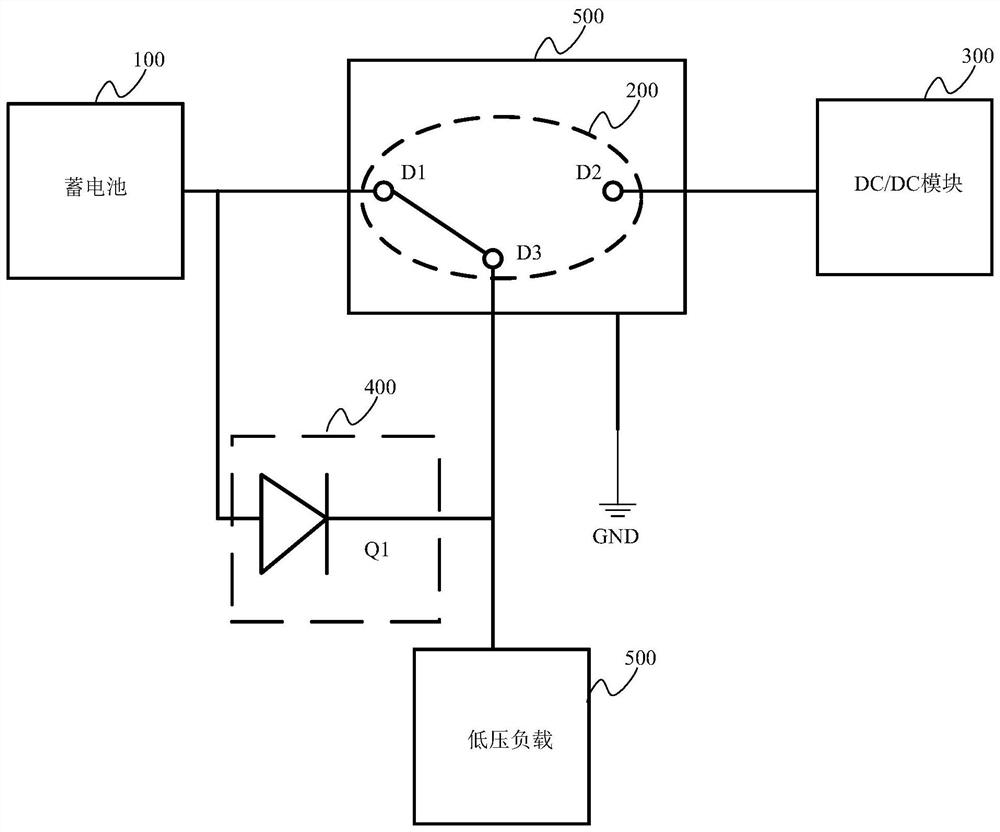 Power supply control device, low-voltage power supply system and motor vehicle