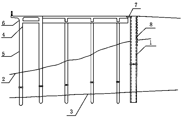 Row-frame-type hydrophilic platform cylinder vertical retaining wall seawall structure