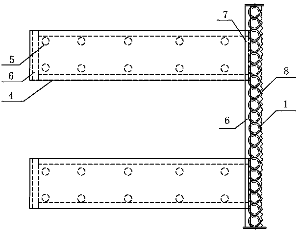 Row-frame-type hydrophilic platform cylinder vertical retaining wall seawall structure