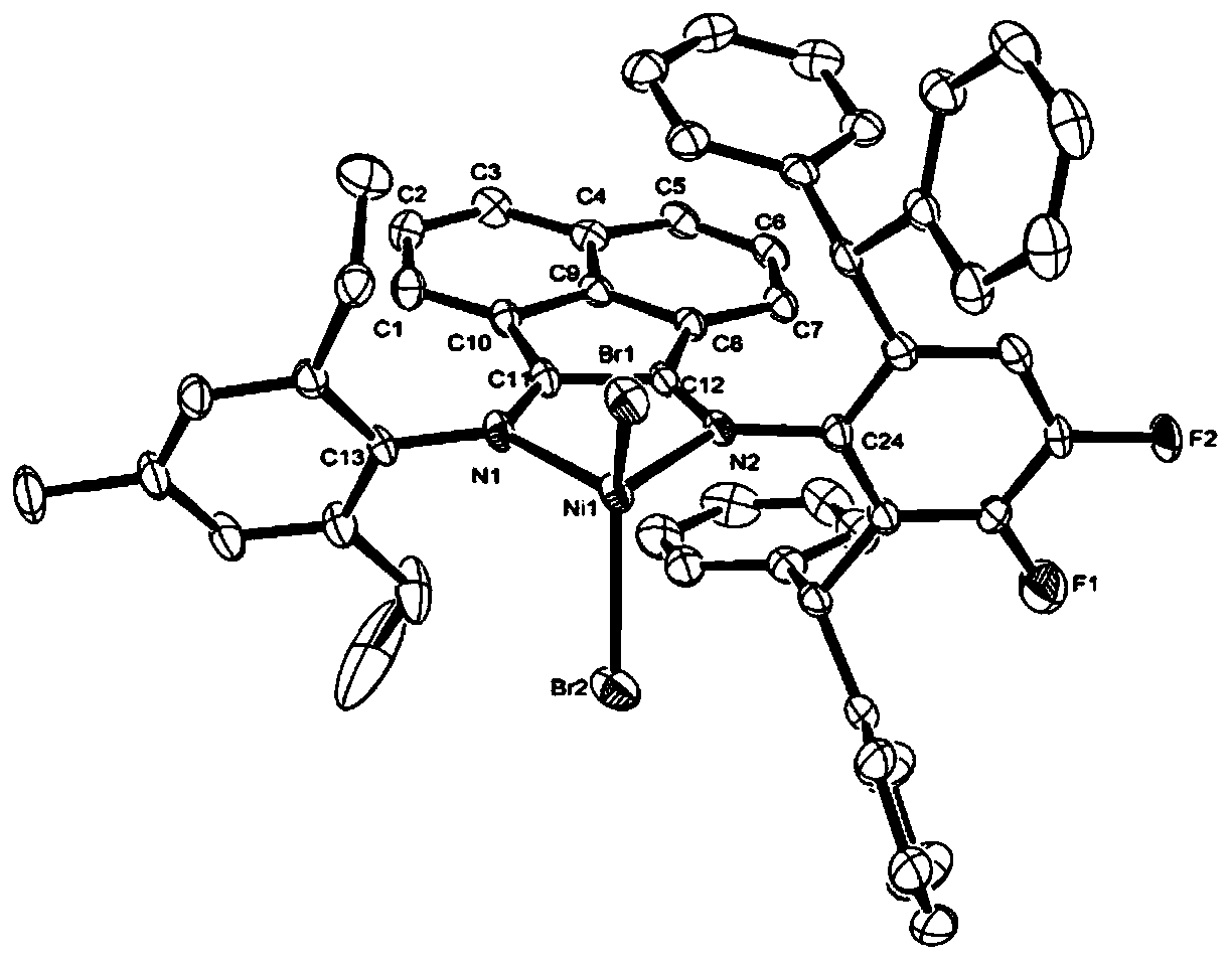 Fluorine-containing alpha-diimine nickel coordination compounds for preparing polyolefin elastomer, intermediate, preparation method and application thereof