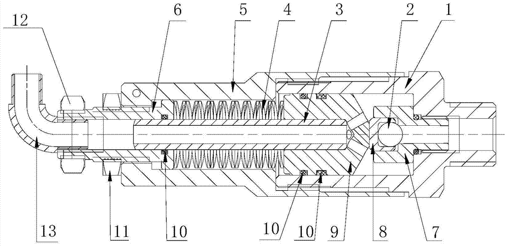 A high-pressure liquid-collecting pressure-regulating, overflowing, and safety valve